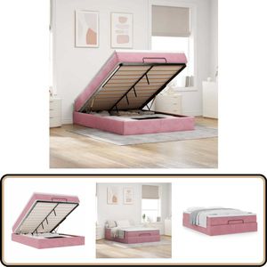 vidaXL Ottoman bed met matras 140x200cm fluweel roze