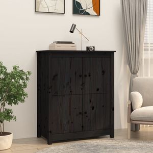 The Living Store Dressoir Grenenhout - Zwart 83x41.5x100cm - Landelijke Stijl