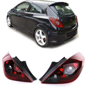 Passend Voor Opel Corsa D 3 DEURS Vanaf 2006 Achterlichten Achterlicht Zwart Smoke Rood OPC LOOK!