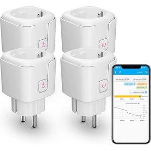 Slimme Zigbee Stekker met Energieverbruik - 4 Stuk - Type F - 16A - Repeater - Hub Vereist - Werkt met Home Assistant - Homey Compatibel - SmartThings Alexa Hubitat