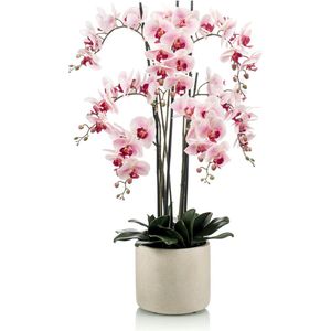 Emerald - Kunstplant in pot Phalaenopsis roze 100cm - Kunstplanten voor binnen