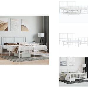 vidaXL Bedframe - Bedframes - Tweepersoonsbed - Bed - Bedframe met hoofd- en voeteneinde metaal wit 120 x 190 cm