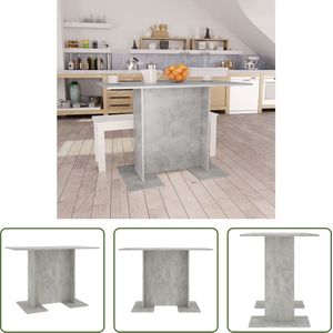 The Living Store Eettafel - Eetkamertafel - 110 x 60 x 75 cm - betongrijs - bewerkt hout