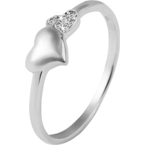 Akzent | zilveren ring | dames ring | zirkonia steentjes | zilver 925 | hartjes ring | maat 56