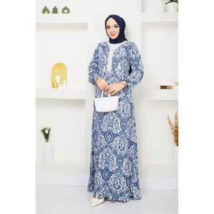 Damesmode - Kleiding - Berra Premium Jurk - Viscon - Lang - Ramadan - Lente - Blauw - Maat 40