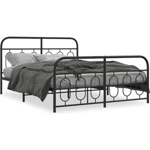 vidaXL - Bedframe - met - hoofd- - en - voeteneinde - metaal - zwart - 150x200 - cm