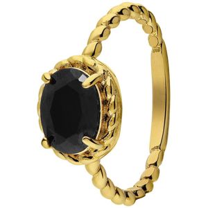 Lucardi - Dames Stalen goldplated ring vintage zwart - Ring - Staal - Goudkleurig - 17 / 53 mm