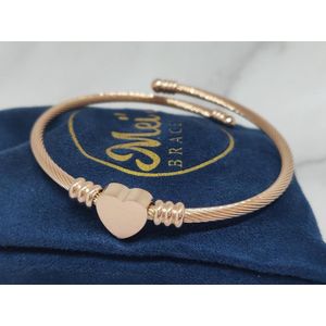 Mei's | Chained Love Is All bangle | dames armband / bangle dames | Stainless Steel / 316L Roestvrij Staal / Chirurgisch Staal | roségoud / polsmaat 15,5-20 cm