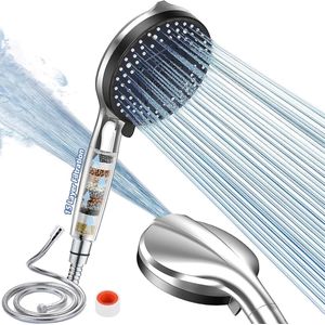 S&Dshopline® Douchekop met filter, hogedruk handdouche, 15 filters, 10 straalsoorten, waterbesparende douchekop met 1,5 m slang, spaardouchekop voor het verwijderen van restchloor, hard water, zwaar metaal