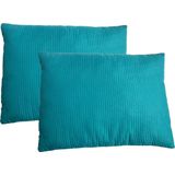 2x Plain - Sierkussen - Zacht - SyndonFill ® - Wasbaar - 60x70cm - Aqua