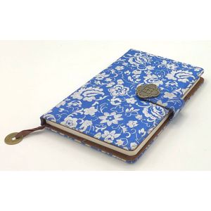 Dagboek -Notebook Chinese Yun Brocade - Journal - White Flower - Hardcover met magneet slot - 22 x 15 cm.