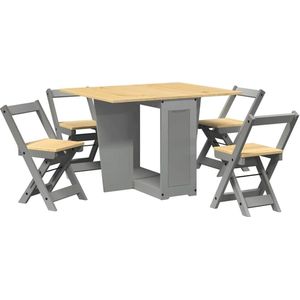 vidaXL - 5-delige - Eethoek - Corona - inklapbaar - grenenhout - grijs