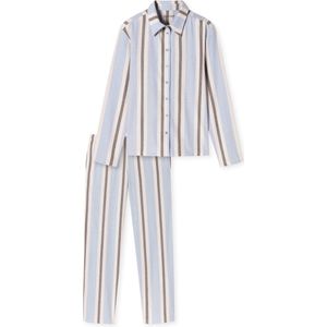 SCHIESSER Selected! Premium pyjamaset - dames pyjama lang flanel biologisch katoen gestreept lila - Maat: 46