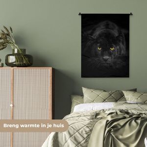 Wandkleed - Wanddoek - Luipaard - Ogen - Zwart - 60x80 cm - Wandtapijt