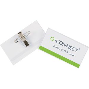 Q-Connect badge met combiklem 75 x 40 mm, doos van 50 stuks