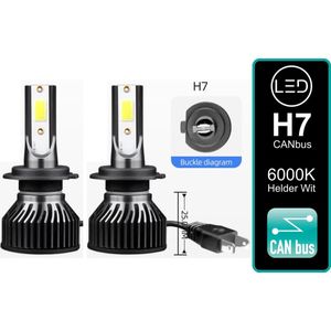 H7 LED lamp 30000 Lumen (SET 2 stuks) Incl CANbus EMC CHip 6500k Ultra-bright - Wit 100 Watt