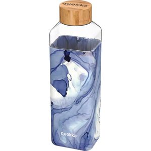 Quokka Drinkfles Storm Liquid Glas 700 Ml Blauw/wit