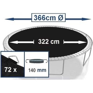 Springmat voor Trampoline 366 cm. met 72 ringen voor 14 cm. veren