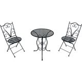 AXI Eloise 3-delige metalen Bistroset Gestanst Antraciet – Gepoedercoat metalen frame – Balkonset 2 stoelen en tafel