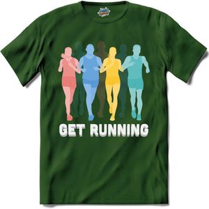 Get Running | Hardlopen - Rennen - Sporten - T-Shirt - Unisex - Bottle Groen - Maat XL