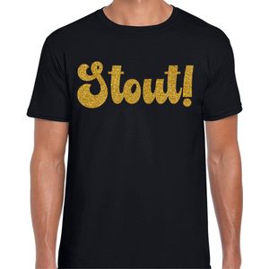Toppers in Concert 2025 - Bellatio Decorations Verkleed T-shirt heren - Stout! - zwart - glitter goud - fout/goud/stout XL