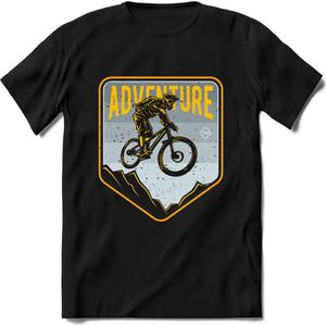 Adventure | TSK Studio Mountainbike kleding Sport T-Shirt | Lichtblauw - Geel | Heren / Dames | Perfect MTB Verjaardag Cadeau Shirt Maat S