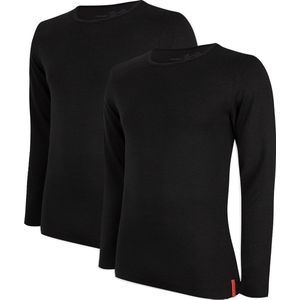 Undiemeister - T-shirt - T-shirt heren - Slim fit - Longsleeve - Gemaakt van Mellowood - Crew Neck - Volcano Ash (zwart) - 2-pack - 3XL
