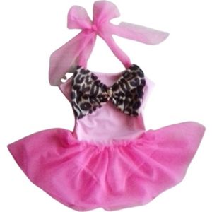 Maat 158 Zwempak badpak roze Dierenprint tule panterprint badkleding baby en kind zwem kleding zwemkleding