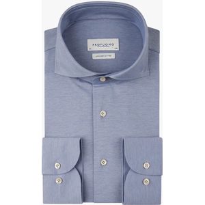 Profuomo - Japanese Knitted Overhemd Melange Blauw - Heren - Maat 41 - Slim-fit