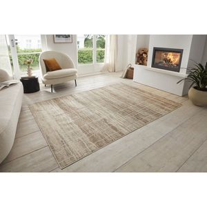 Flycarpets Terrain Designer Laagpolig vloerkleed - Jord - Crème - 80x200 cm