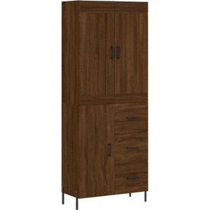 vidaXL Hoge kast 69,5x34x180 cm bewerkt hout bruin eikenkleur