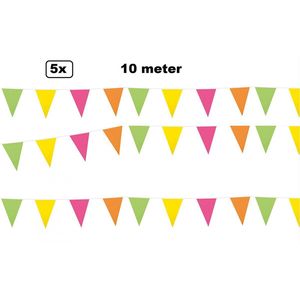 5x Vlaggenlijn multi 10 meter - vlaglijn festival feest party verjaardag thema feest kleur