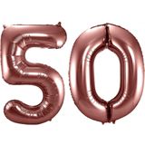Folat Folie ballonnen - 50 jaar cijfer - brons - 86 cm - leeftijd feestartikelen