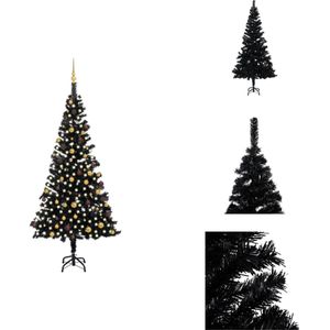 vidaXL zwarte kunstkerstboom - 240 cm - LED-verlichting - PVC - Decoratieve kerstboom