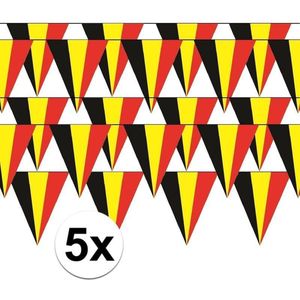 5x Belgie vlaggenlijn / slingers - 5 meter - Belgische Rode Duivel supporter versiering