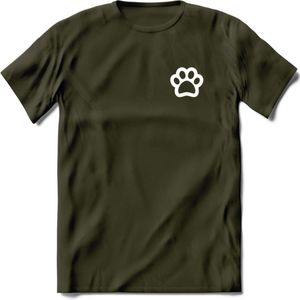 Cat Paw - Katten T-Shirt Kleding Cadeau | Dames - Heren - Unisex | Kat / Dieren shirt | Grappig Verjaardag kado | Tshirt Met Print | - Leger Groen - XXL