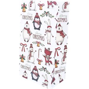 GEAR 3000® kerstverpakking - kerstzakjes - inpakpapier - rood pinguin - 23 x 13 cm - 4 stuks