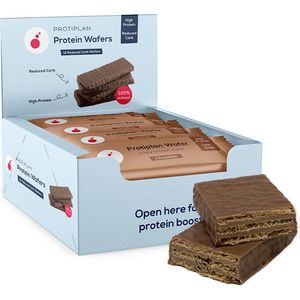 Protiplan | Crispy Protein Wafer | Chocolate | 12 Stuks | 12 x 35 gram | Low carb snack | Eiwitrepen | Koolhydraatarme sportvoeding | Afslanken met Proteïne repen | Snel afvallen zonder hongergevoel!