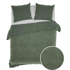 Zo! Home Velluto Dekbedovertrek - Tweepersoons - 200x200/220 cm - Army Green