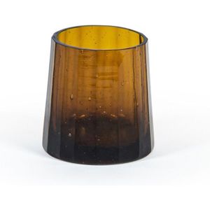 Theelicht in geslepen glas - Amber