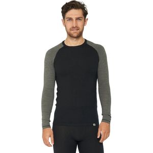 DANISH ENDURANCE Thermo Shirt met Lange Mouwen voor Heren - van Merino Wol - Zwart/ Donkergrijs - XL
