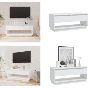 vidaXL Tv-meubel 102x41x44 cm bewerkt hout wit - Tv-kast - Tv-kasten - Tv-standaard - Wandtafel