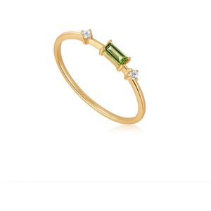 Ania Haie AH RAU005-01YG54 Twilight Garden Dames Ring - Minimalistische ring - Sieraad - 14 Karaat Goud - Toermalijn