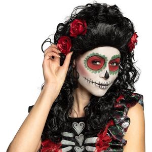 Boland - Pruik Catrina Zwart - Krullen - Lang - Vrouwen - Day of the dead - Halloween en Horror