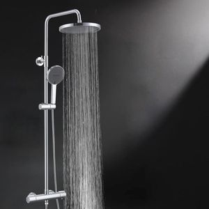 TRANKIELO® - Luxe Douchesysteem met Thermostaat, Chroom Afwerking, Compleet Set met Verstelbaar Roestvrijstalen Hoofddouche 30 x 30 cm-