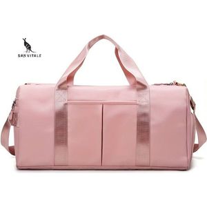 San Vitale® - Medium Sporttas - Weekendtas - Yoga tas - Schooltas - Voetbal Tas - Voetbaltas met Bodemvak - Reis tas - incl. Schoenen vak - 20L - Weekender - Hand bagage - Rose