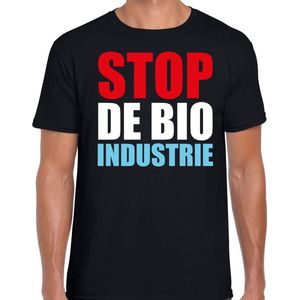 Stop de bio industrie protest t-shirt zwart voor heren - staken / betoging /  demonstratie shirt S