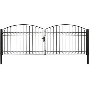 vidaXL-Poort-met-gebogen-bovenkant-dubbel-400x125-cm-staal-zwart