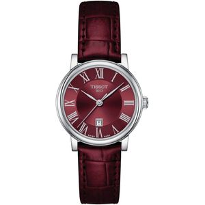 Tissot Carson Premium T1222101637300 Horloge - Leer - Rood - Ø 30 mm