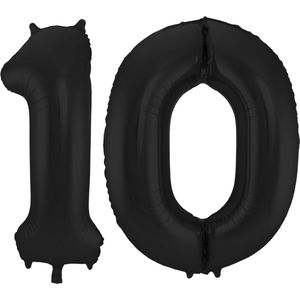 Folat Folie ballonnen - 10 jaar cijfer - zwart - 86 cm - leeftijd feestartikelen